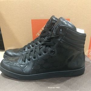 Mens gucci gg imprime high top black sneakers sz 10/ US 10.5